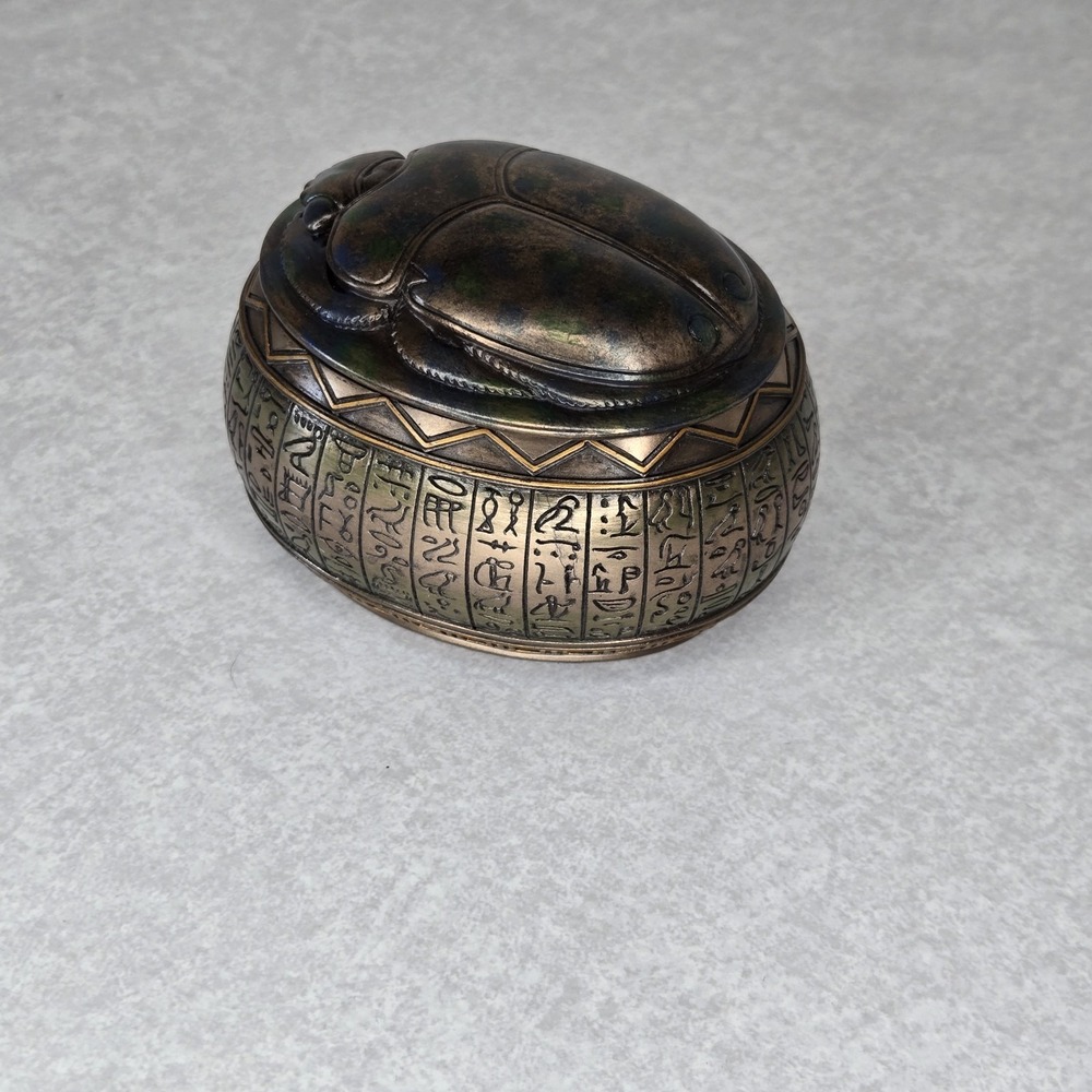 Scarab Beetle Trinket Box Veronese Collection‎ Bronzed Coloured Egyptian Amulet